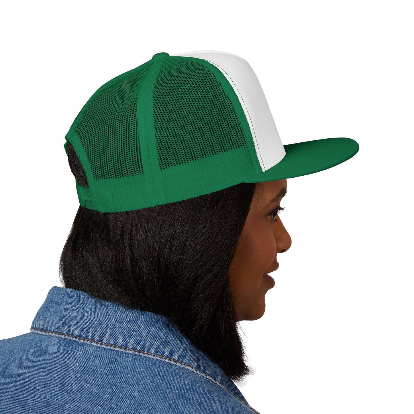 Stylish 5 Panel Trucker Cap with Unique Embroidery, Casual Hat for Everyday Wear, Perfect for Outdoor Events, Gift for Him/Her, Trendy Cap