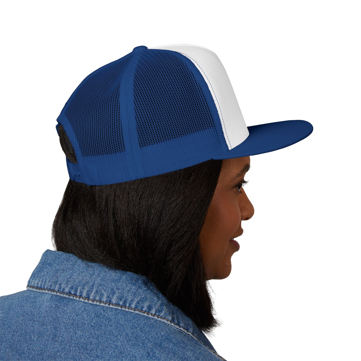 Stylish 5 Panel Trucker Cap with Unique Embroidery, Casual Hat for Everyday Wear, Perfect for Outdoor Events, Gift for Him/Her, Trendy Cap