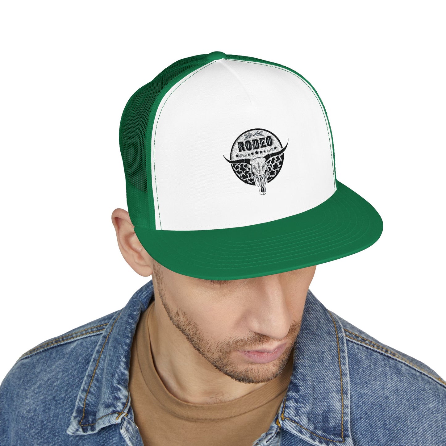 Stylish 5 Panel Trucker Cap with Unique Embroidery, Casual Hat for Everyday Wear, Perfect for Outdoor Events, Gift for Him/Her, Trendy Cap