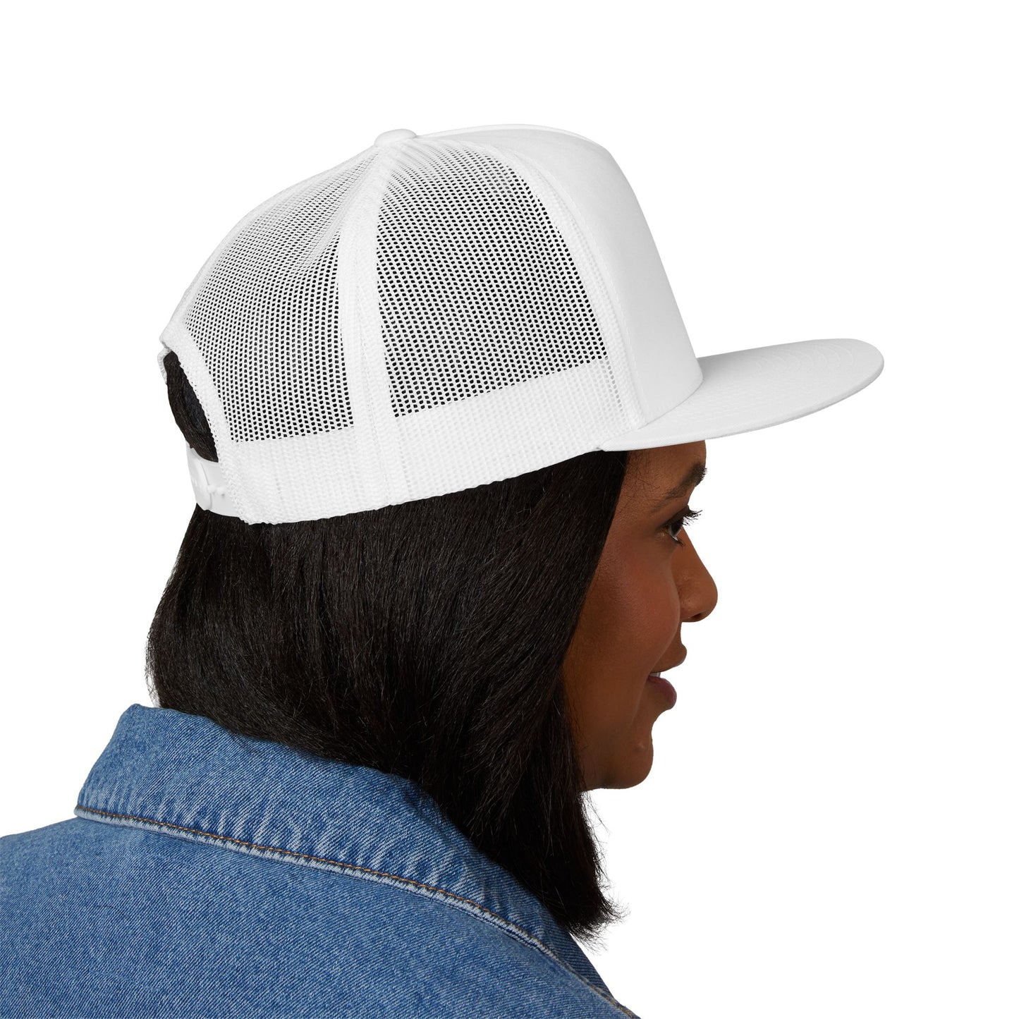 Stylish 5 Panel Trucker Cap with Unique Embroidery, Casual Hat for Everyday Wear, Perfect for Outdoor Events, Gift for Him/Her, Trendy Cap