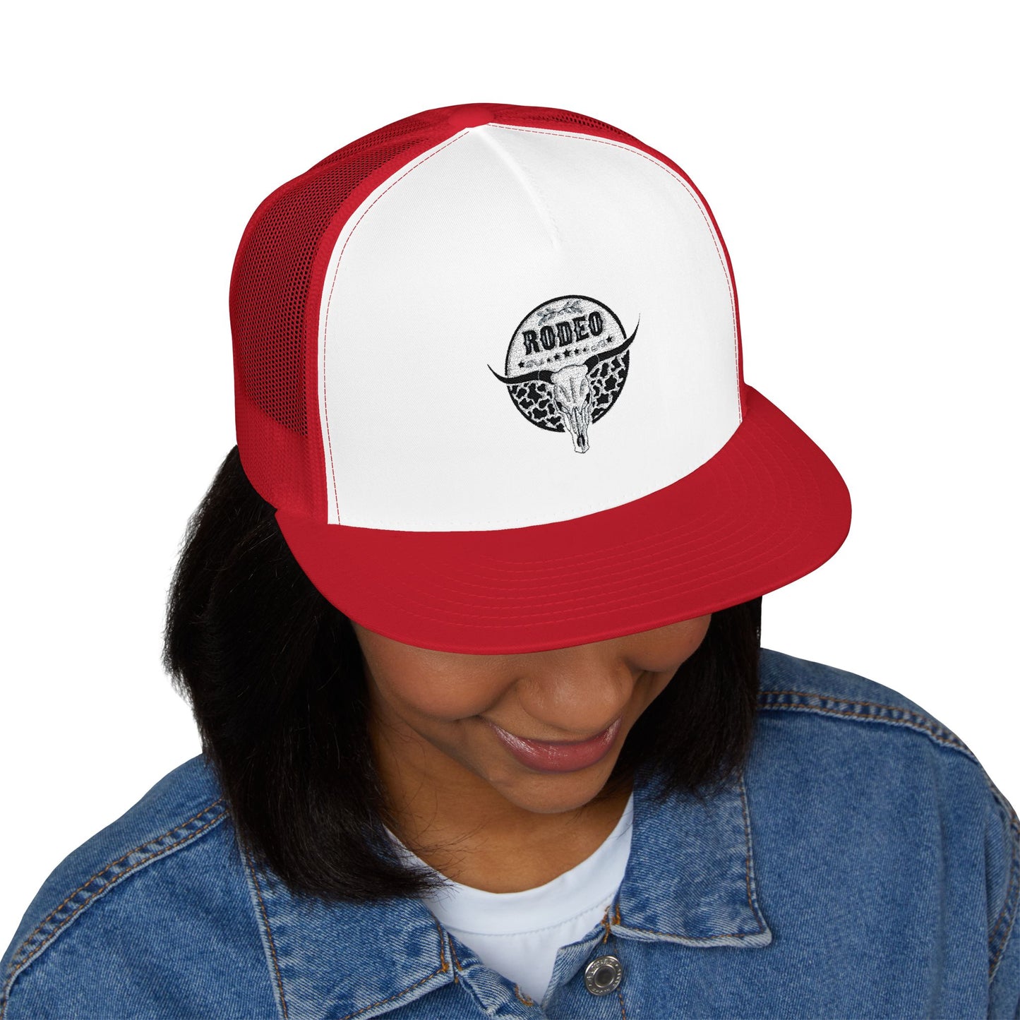 Stylish 5 Panel Trucker Cap with Unique Embroidery, Casual Hat for Everyday Wear, Perfect for Outdoor Events, Gift for Him/Her, Trendy Cap