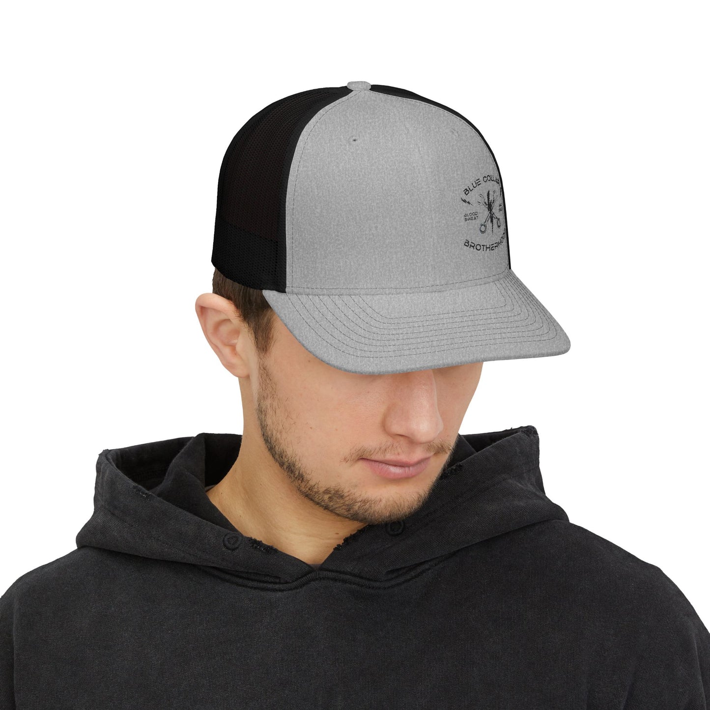 Embroidered Snapback Trucker Cap - Blue Collar Brotherhood, Stylish Hat, Casual Accessories, Gift for Tradespeople, Outdoor Fashion