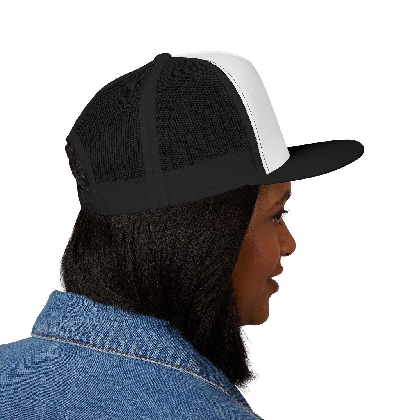 Stylish 5 Panel Trucker Cap with Unique Embroidery, Casual Hat for Everyday Wear, Perfect for Outdoor Events, Gift for Him/Her, Trendy Cap