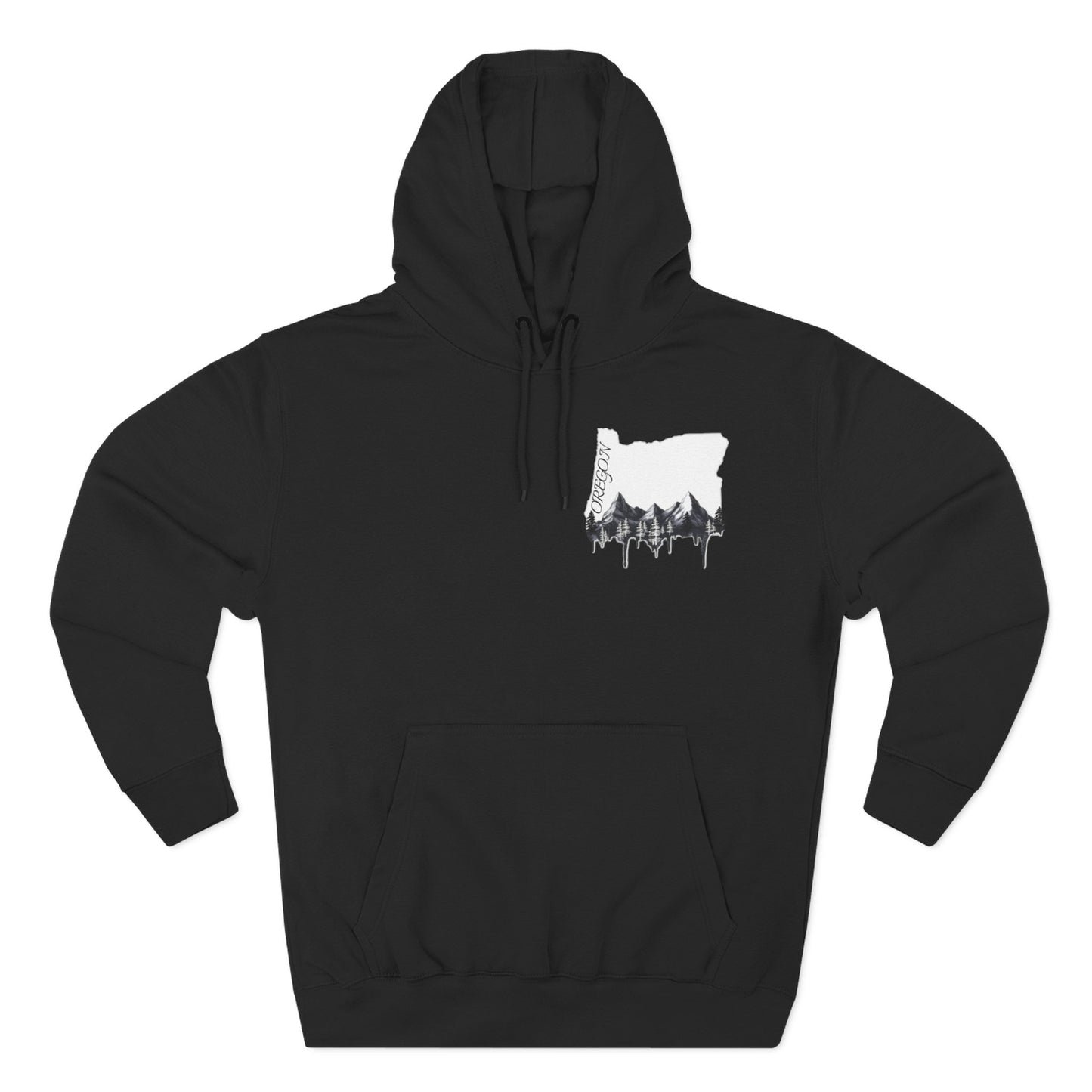 Oregon Three-Panel Fleece Hoodie, Cozy Sweatshirt for Nature Lovers, Travel Gift, Outdoor Adventure Wear, Mountain Graphic Hoodie