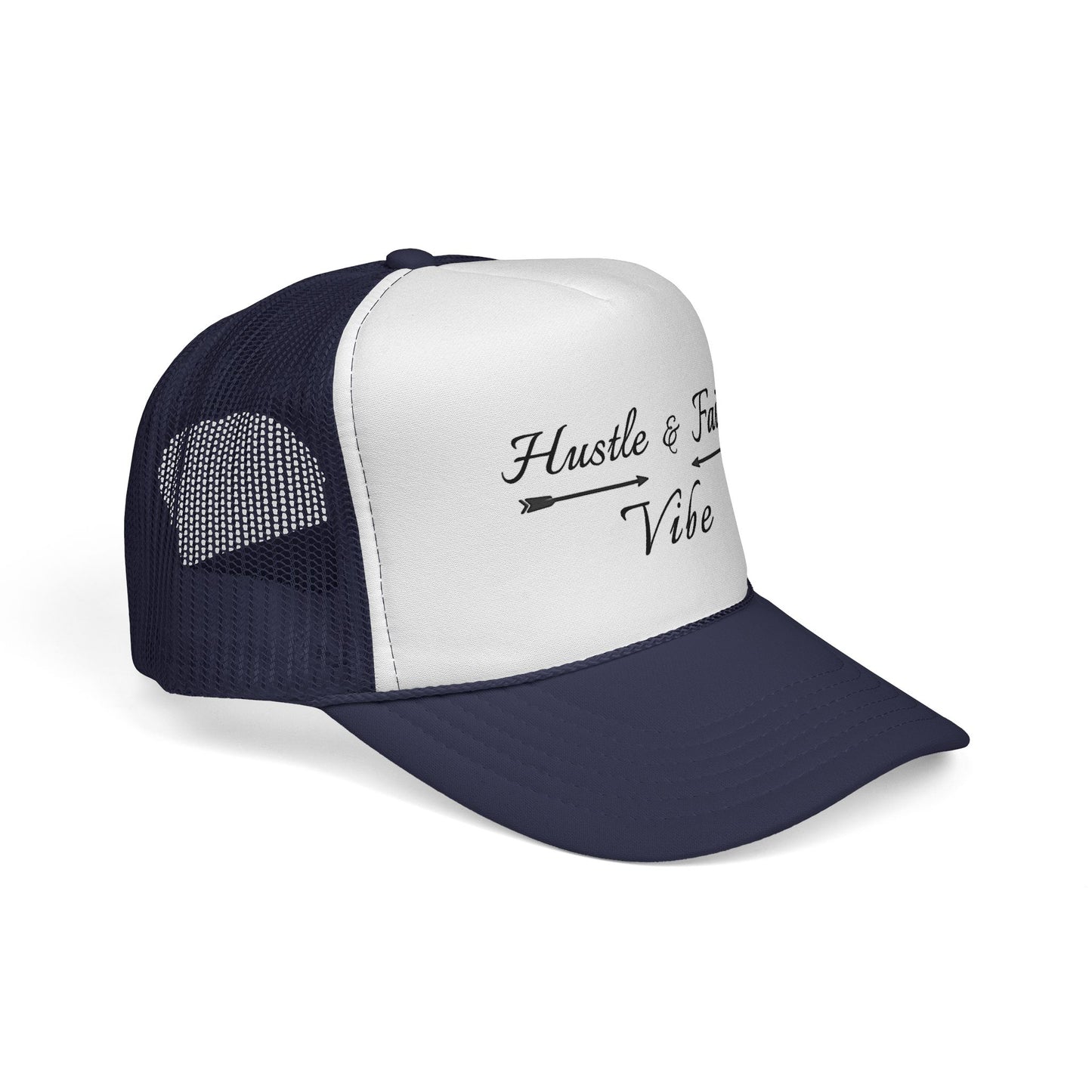 Motivational Trucker Cap - Hustle & Faith Vibe, Inspirational Hat, Casual Cap, Gift for Entrepreneurs, Trendy Accessories