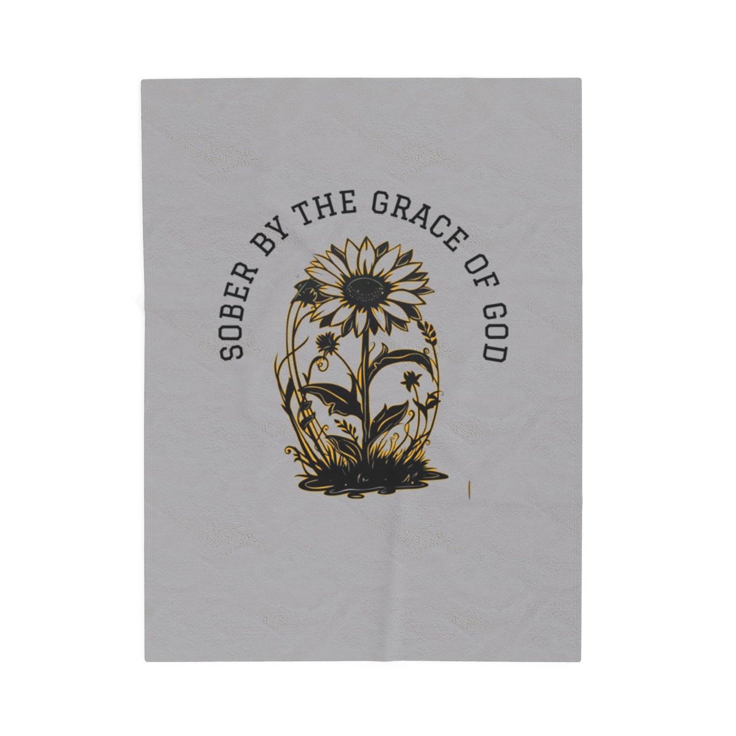 Sober By The Grace Of God Velveteen Plush Blanket, Cozy Throw Blanket, Inspirational Gift, Self-Care Home Decor, Recovery Support