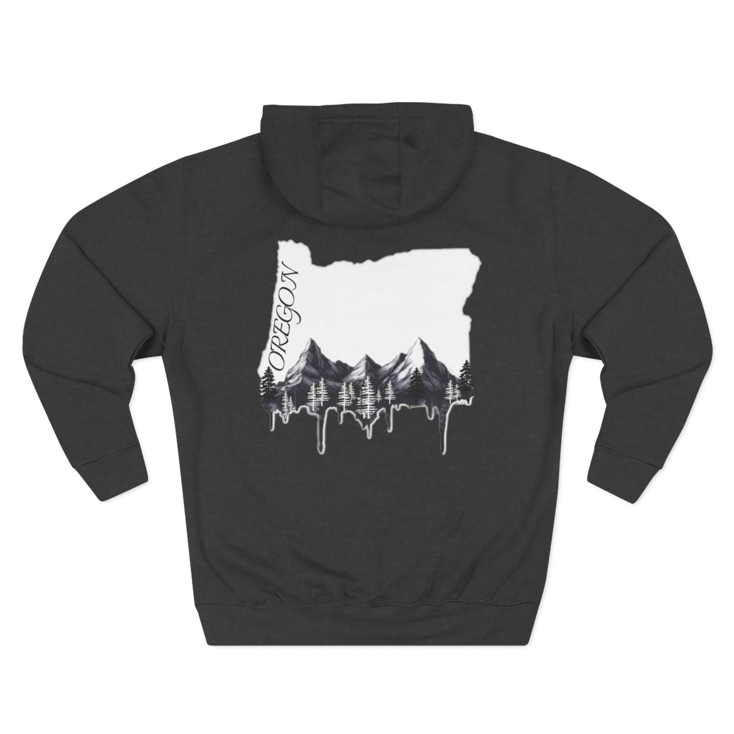 Oregon Three-Panel Fleece Hoodie, Cozy Sweatshirt for Nature Lovers, Travel Gift, Outdoor Adventure Wear, Mountain Graphic Hoodie