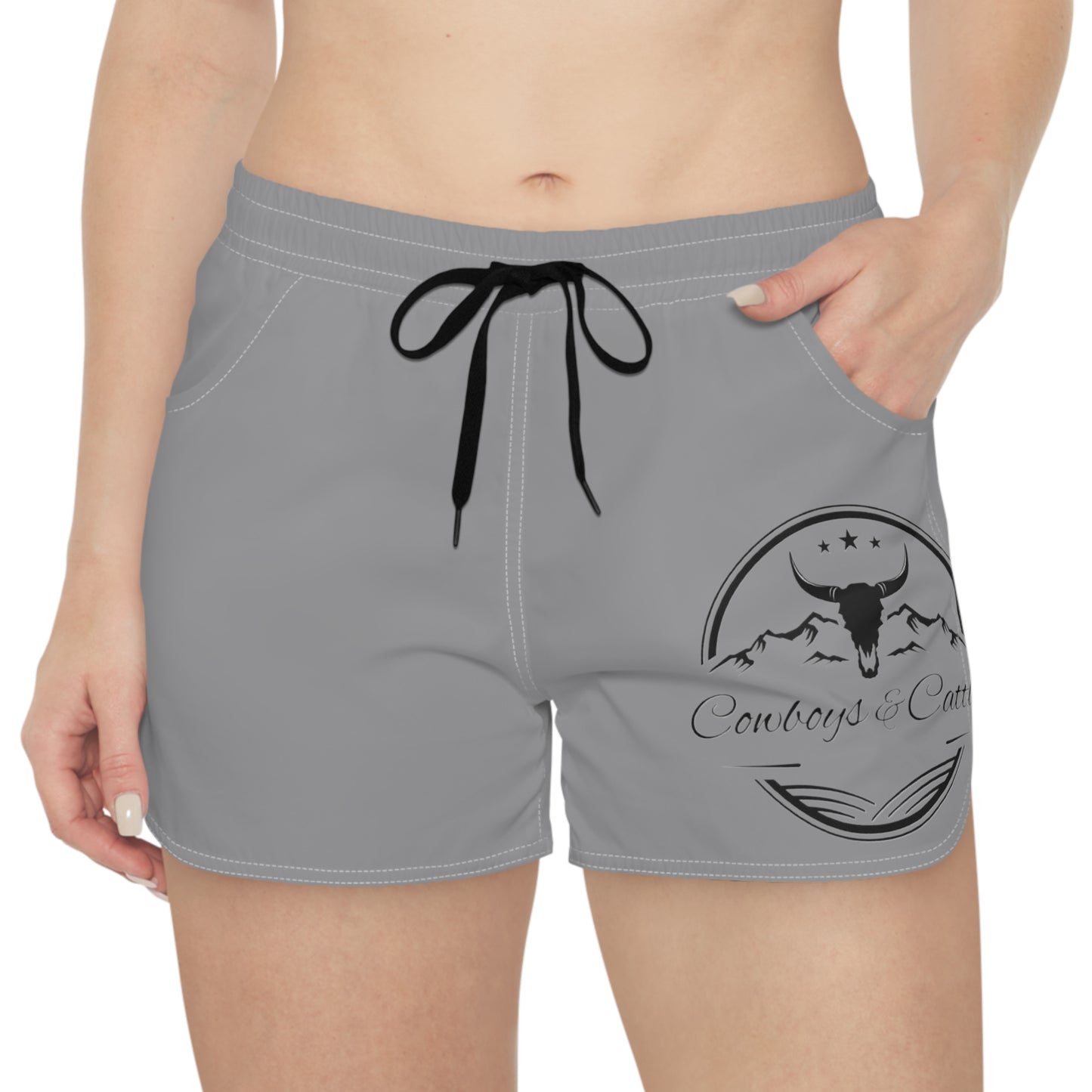 Women's Casual Shorts in Grey with Cowboy & Cattle Design - Perfect for Summer, Beach Days, Camping, and Vacation, Trendy Comfort for [...]