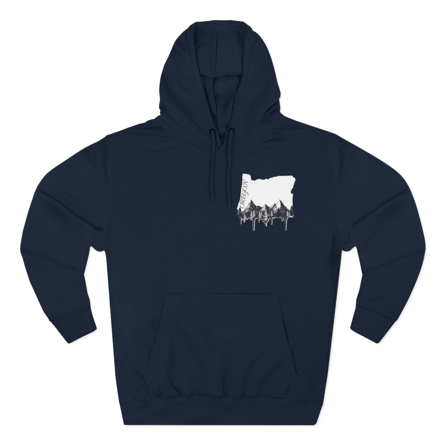 Oregon Three-Panel Fleece Hoodie, Cozy Sweatshirt for Nature Lovers, Travel Gift, Outdoor Adventure Wear, Mountain Graphic Hoodie