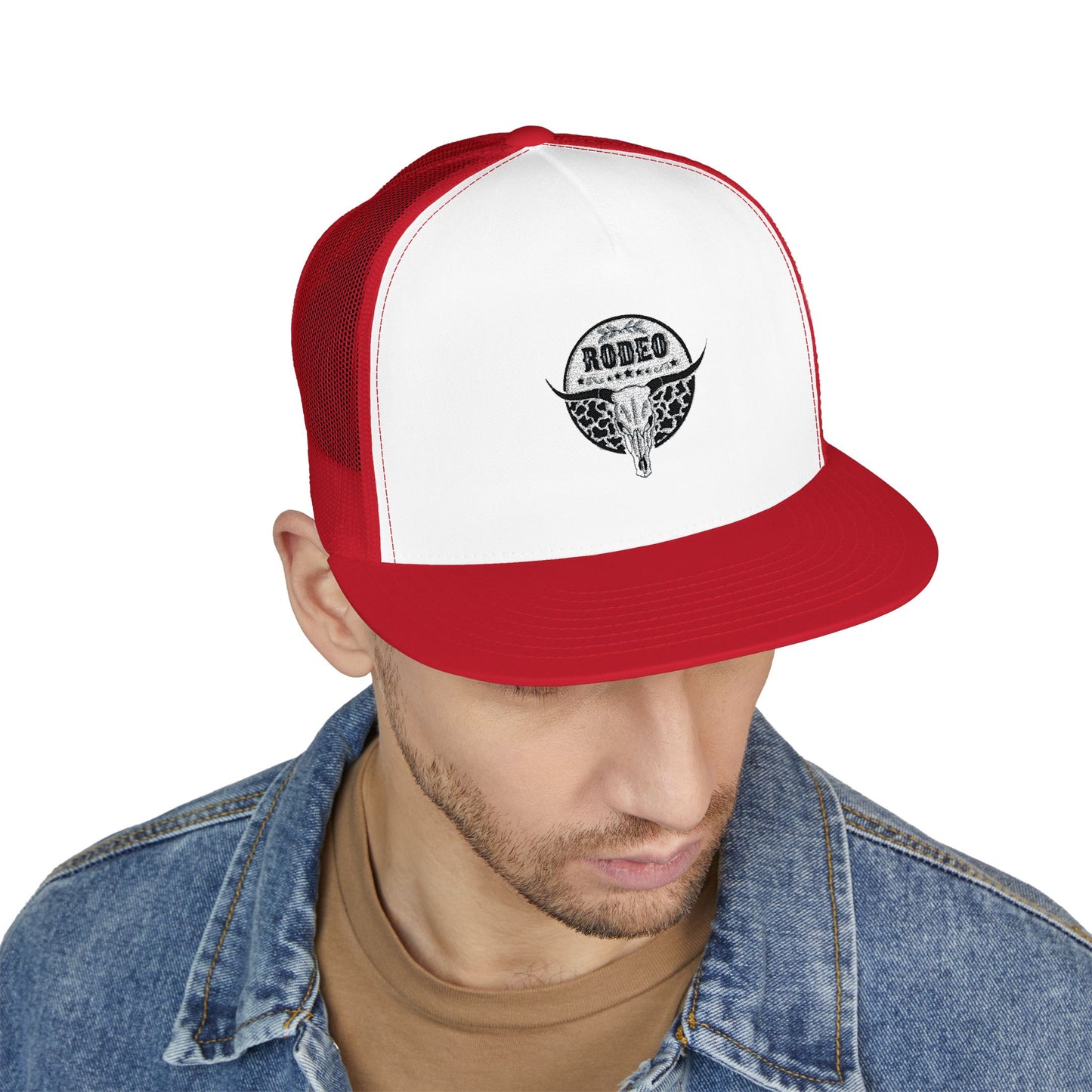Stylish 5 Panel Trucker Cap with Unique Embroidery, Casual Hat for Everyday Wear, Perfect for Outdoor Events, Gift for Him/Her, Trendy Cap