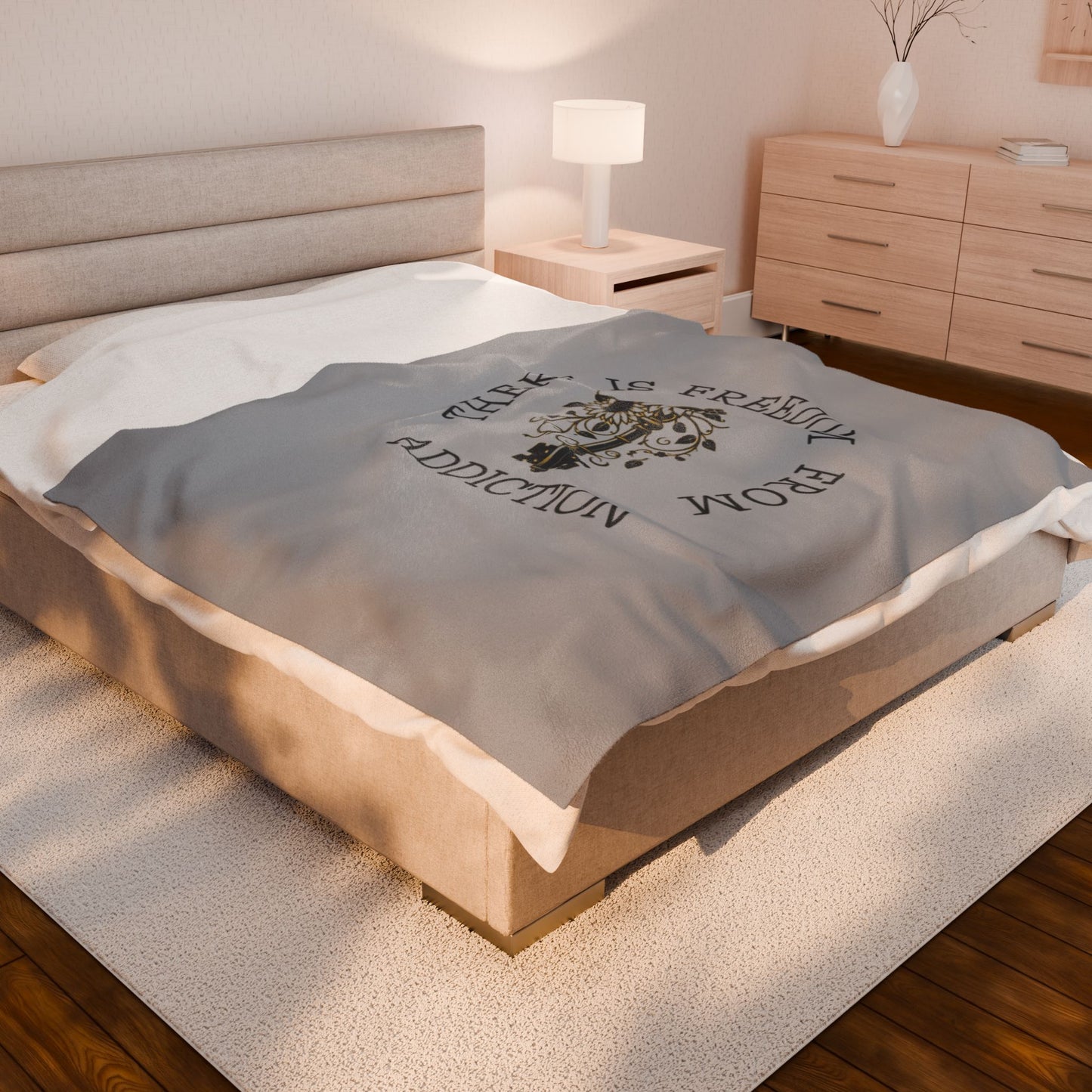 Inspirational Velveteen Plush Blanket, Cozy Throw for Healing, Gift for Recovery, Motivational Soft Blanket, Warm Home Décor