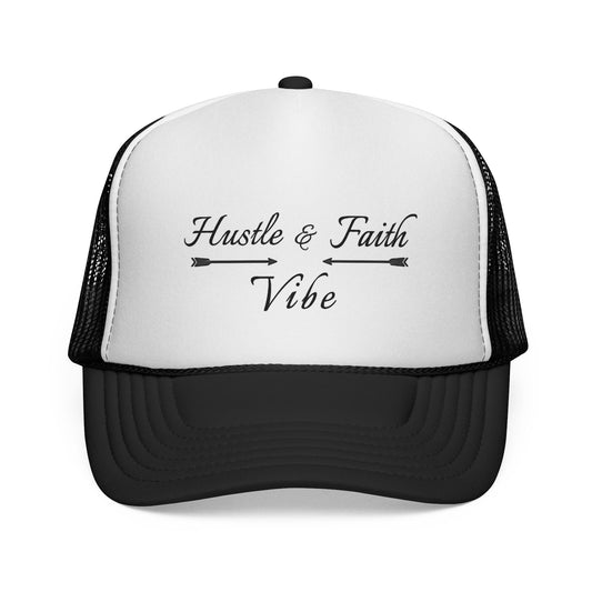 Motivational Trucker Cap - Hustle & Faith Vibe, Inspirational Hat, Casual Cap, Gift for Entrepreneurs, Trendy Accessories