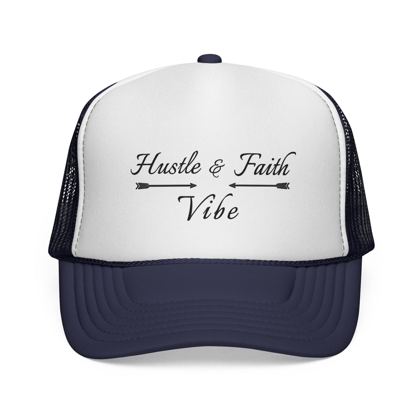 Motivational Trucker Cap - Hustle & Faith Vibe, Inspirational Hat, Casual Cap, Gift for Entrepreneurs, Trendy Accessories