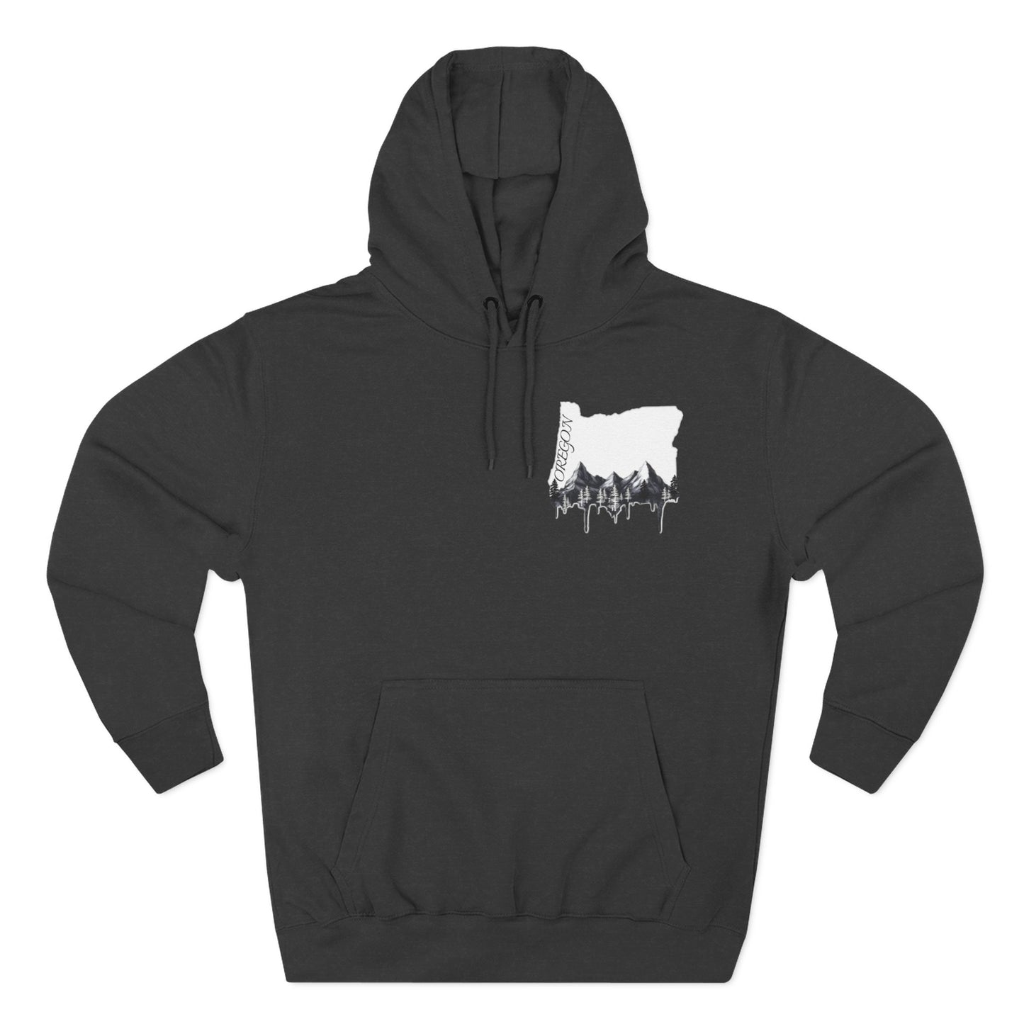 Oregon Three-Panel Fleece Hoodie, Cozy Sweatshirt for Nature Lovers, Travel Gift, Outdoor Adventure Wear, Mountain Graphic Hoodie