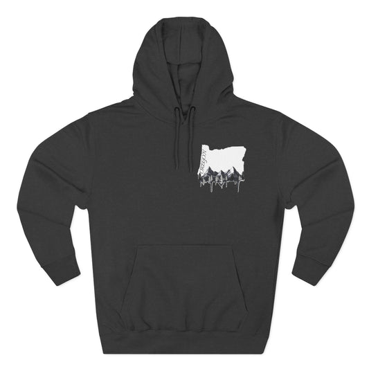 Oregon Three-Panel Fleece Hoodie, Cozy Sweatshirt for Nature Lovers, Travel Gift, Outdoor Adventure Wear, Mountain Graphic Hoodie