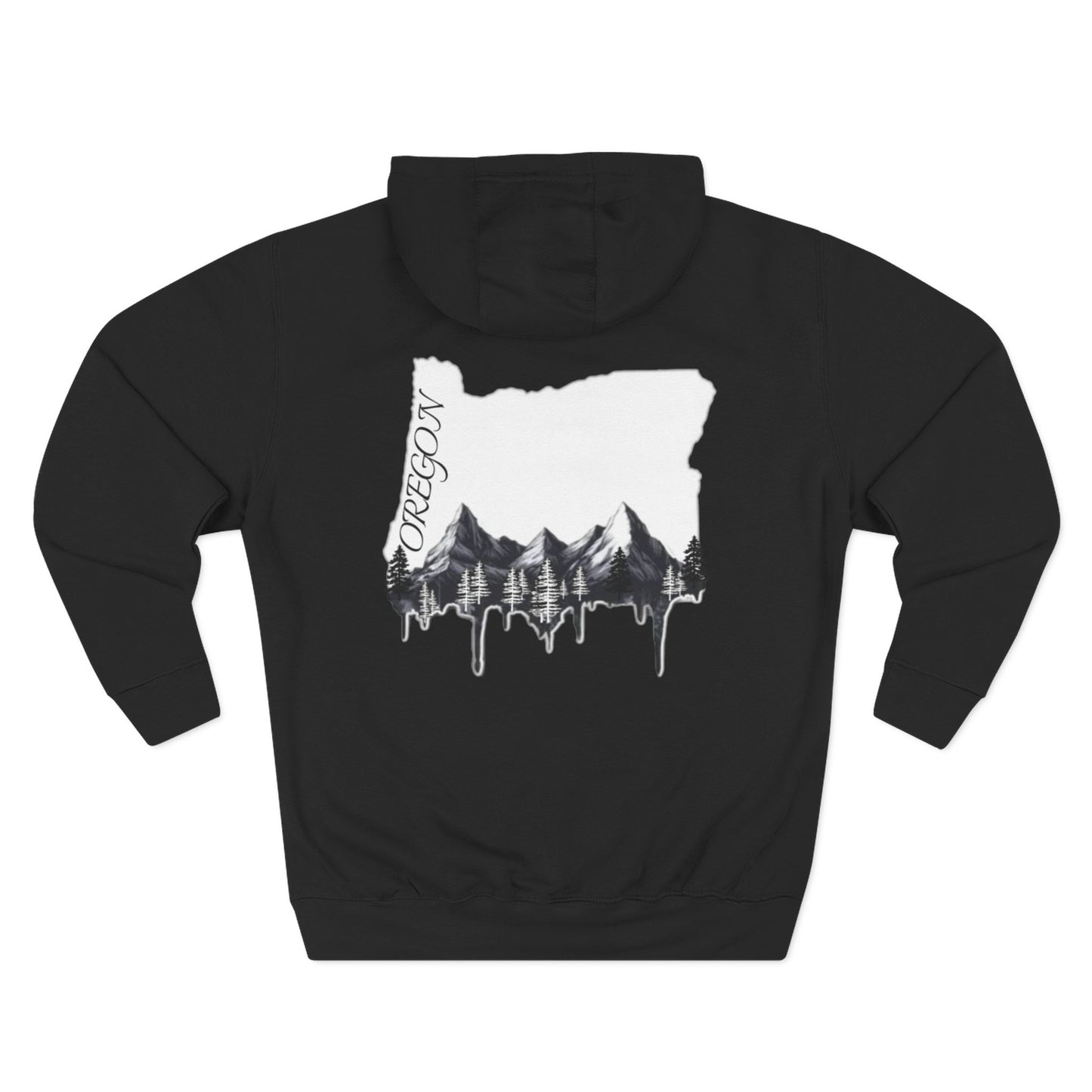 Oregon Three-Panel Fleece Hoodie, Cozy Sweatshirt for Nature Lovers, Travel Gift, Outdoor Adventure Wear, Mountain Graphic Hoodie
