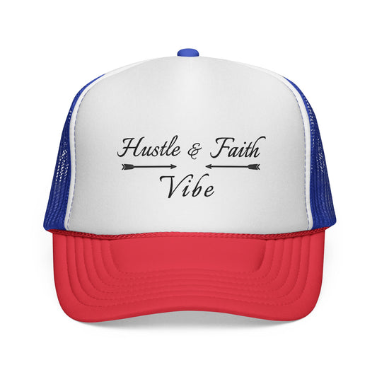 Motivational Trucker Cap - Hustle & Faith Vibe, Inspirational Hat, Casual Cap, Gift for Entrepreneurs, Trendy Accessories