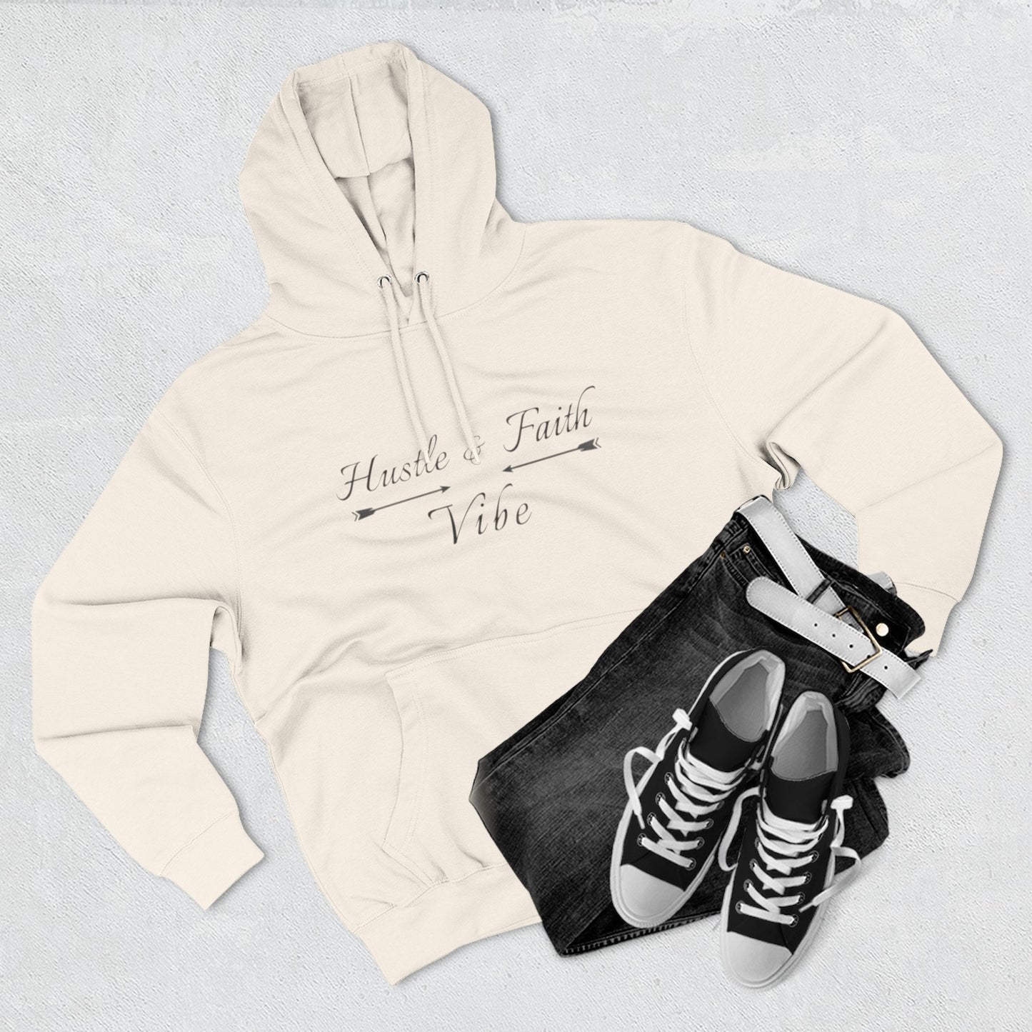Inspirational Hustle Faith Vibe Hoodie, Cozy Fleece Sweatshirt, Motivational Pullover, Gift for Entrepreneurs, Unisex Hoodie