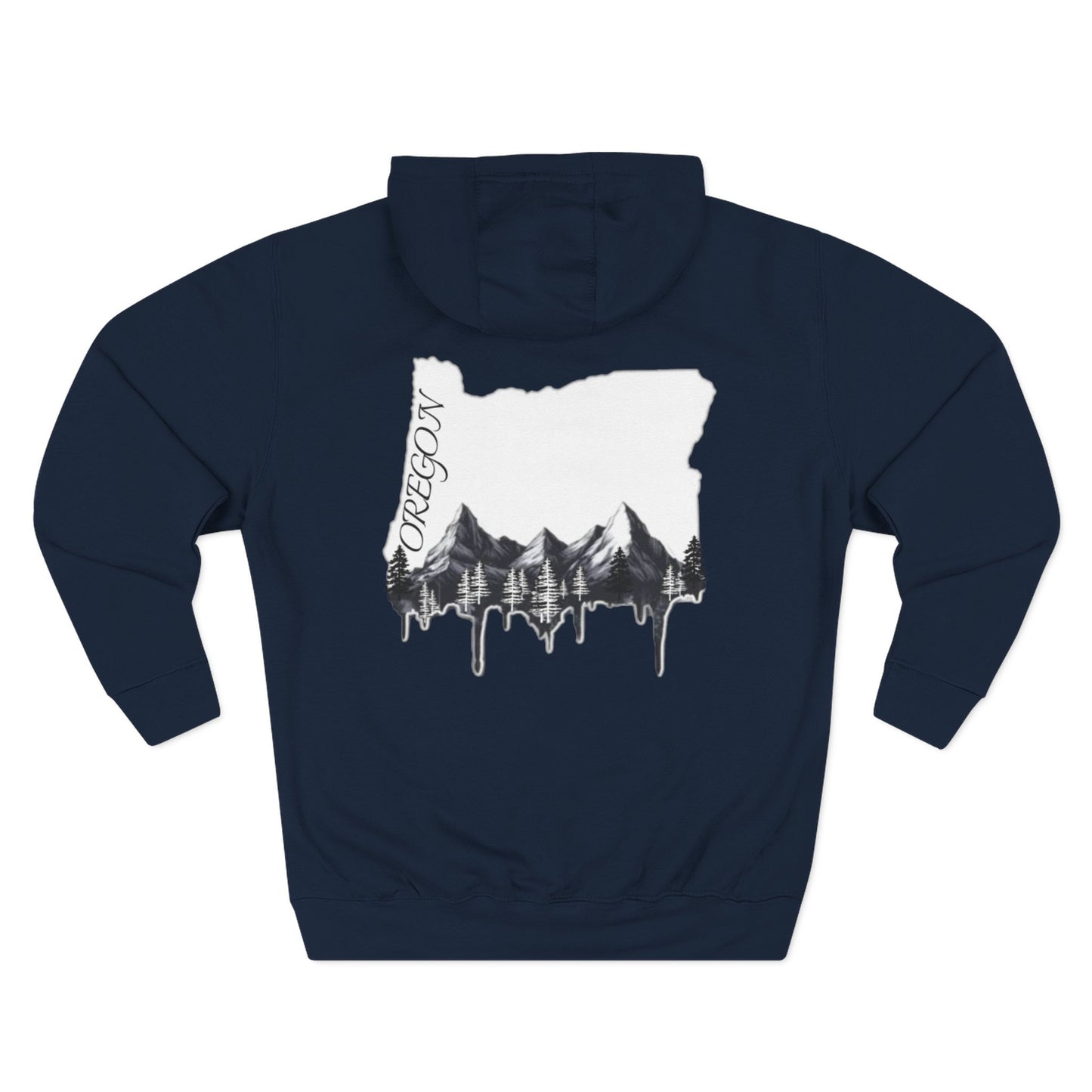 Oregon Three-Panel Fleece Hoodie, Cozy Sweatshirt for Nature Lovers, Travel Gift, Outdoor Adventure Wear, Mountain Graphic Hoodie