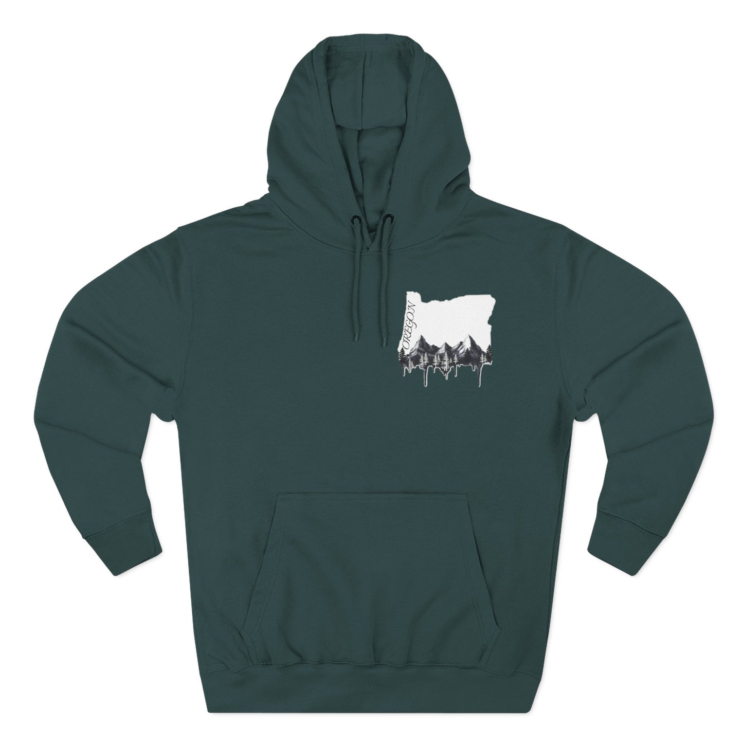 Oregon Three-Panel Fleece Hoodie, Cozy Sweatshirt for Nature Lovers, Travel Gift, Outdoor Adventure Wear, Mountain Graphic Hoodie