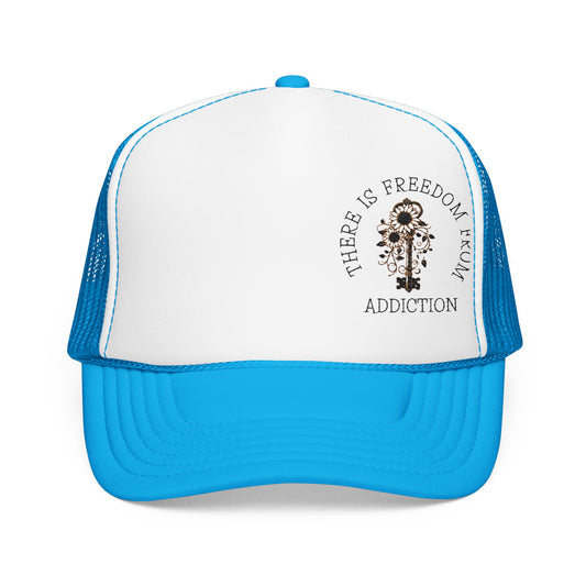 Inspirational Foam Trucker Hat, Freedom from Addiction Cap, Outdoor Hat, Gift for Supporters, Recovery Celebration Accessory