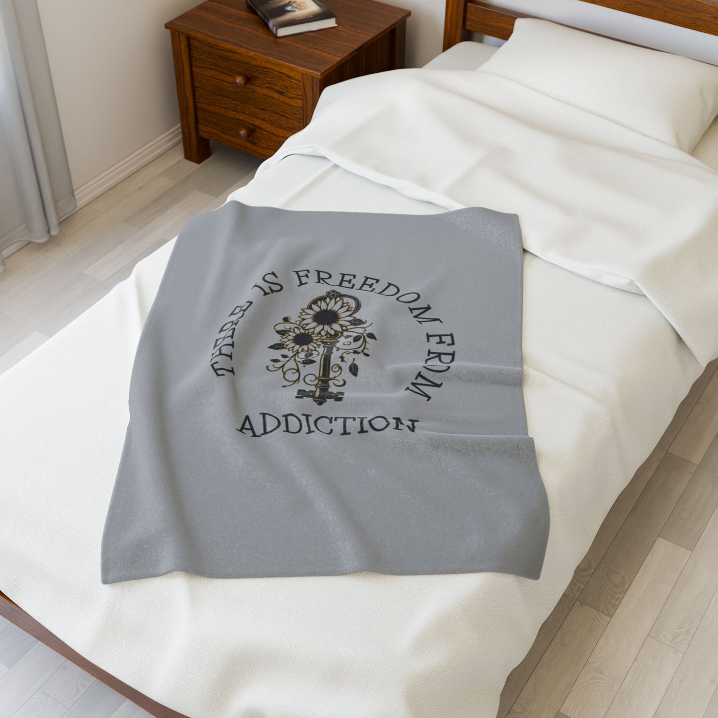 Inspirational Velveteen Plush Blanket, Cozy Throw for Healing, Gift for Recovery, Motivational Soft Blanket, Warm Home Décor