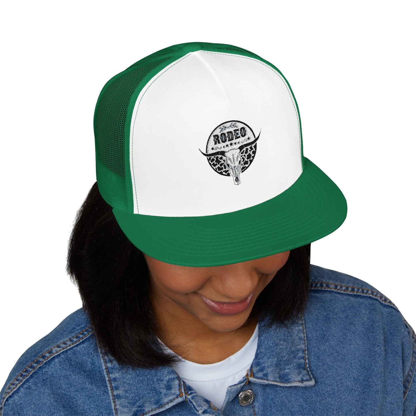 Stylish 5 Panel Trucker Cap with Unique Embroidery, Casual Hat for Everyday Wear, Perfect for Outdoor Events, Gift for Him/Her, Trendy Cap