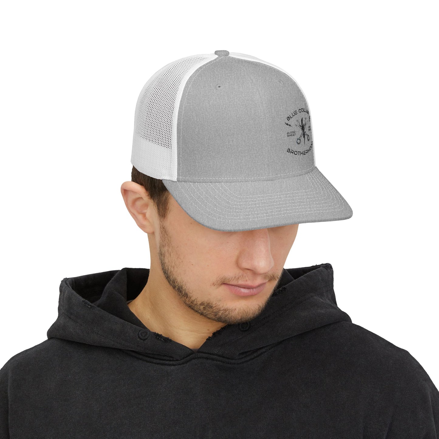 Embroidered Snapback Trucker Cap - Blue Collar Brotherhood, Stylish Hat, Casual Accessories, Gift for Tradespeople, Outdoor Fashion