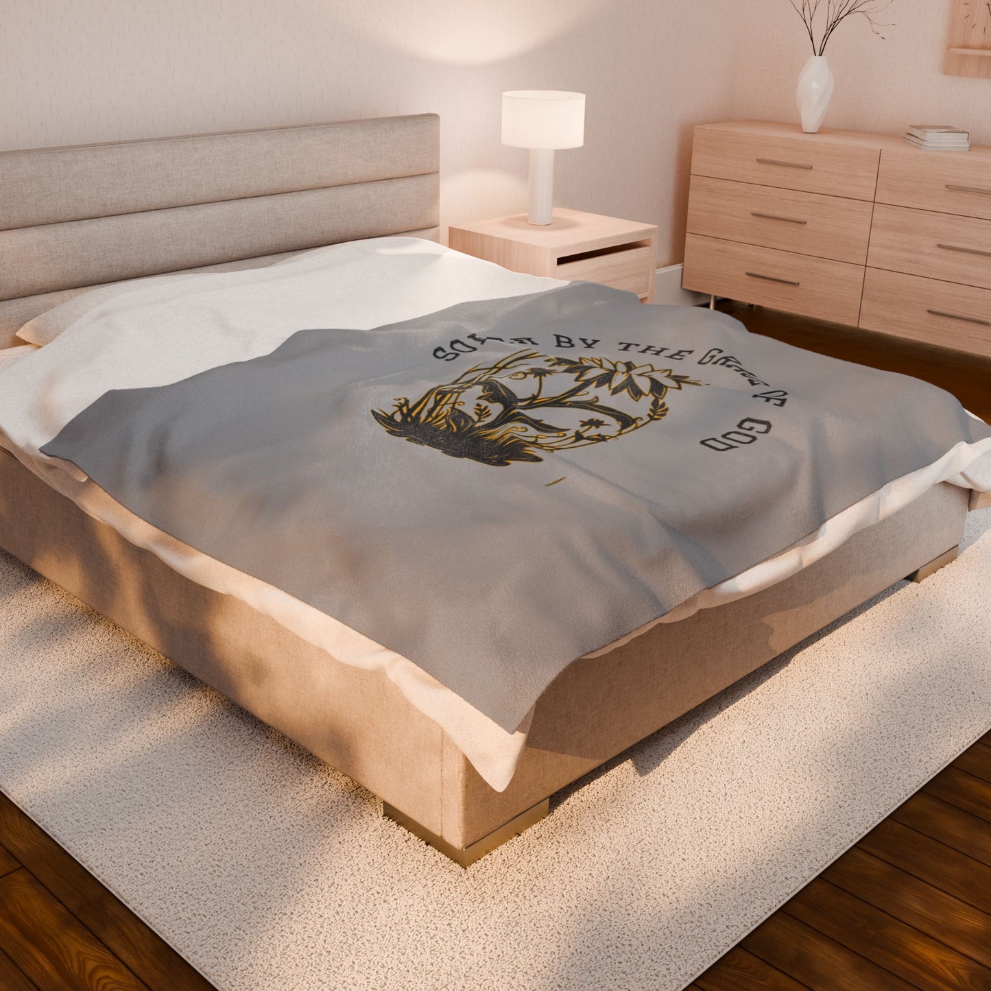 Sober By The Grace Of God Velveteen Plush Blanket, Cozy Throw Blanket, Inspirational Gift, Self-Care Home Decor, Recovery Support