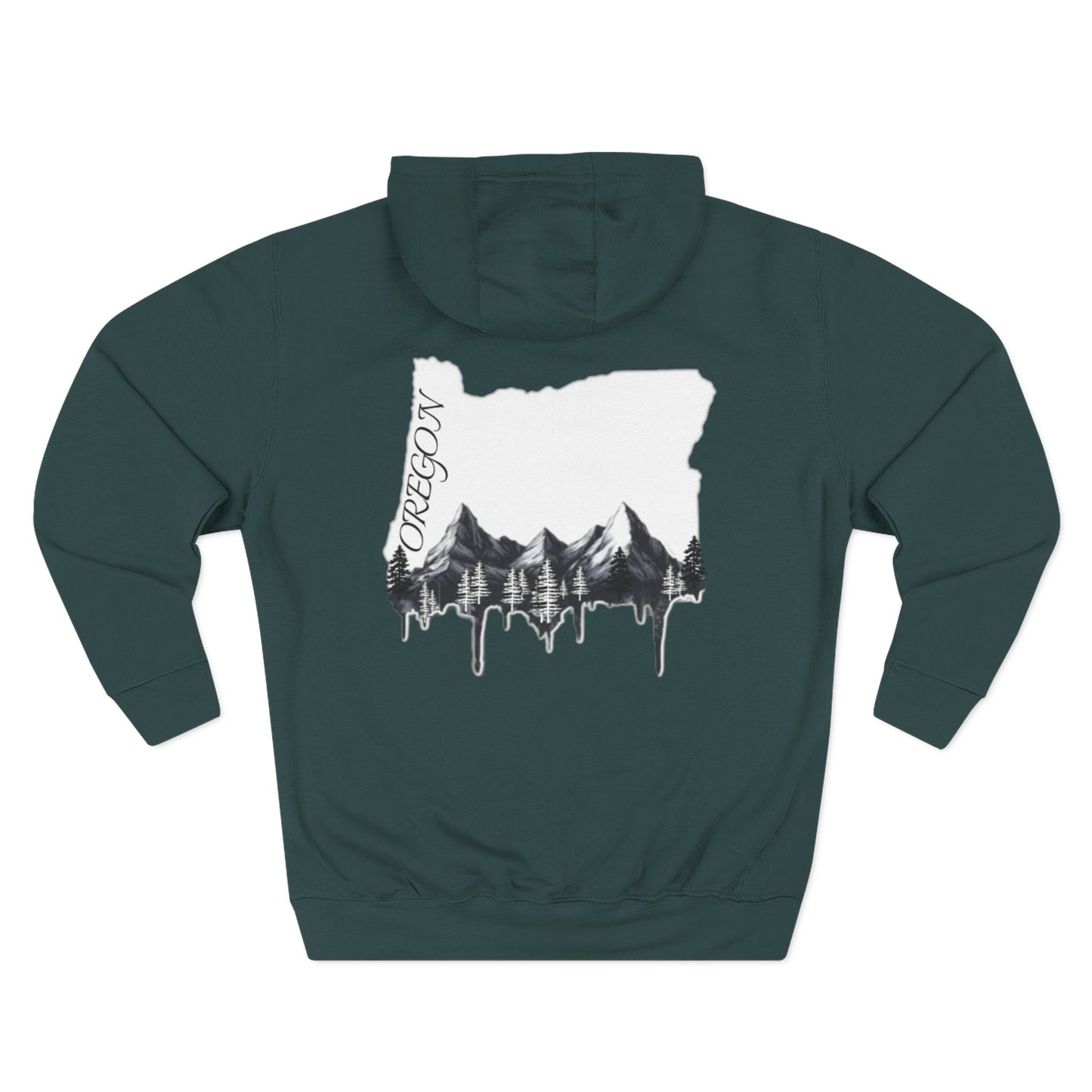Oregon Three-Panel Fleece Hoodie, Cozy Sweatshirt for Nature Lovers, Travel Gift, Outdoor Adventure Wear, Mountain Graphic Hoodie
