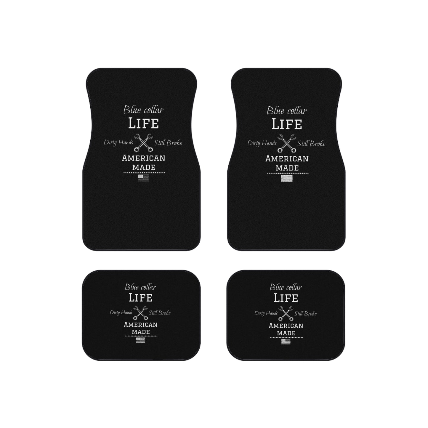 Blue Collar Life Car Mats - Set of 4, Durable Auto Accessories, Gift for Tradespeople, Car Interior Decor, Made in America