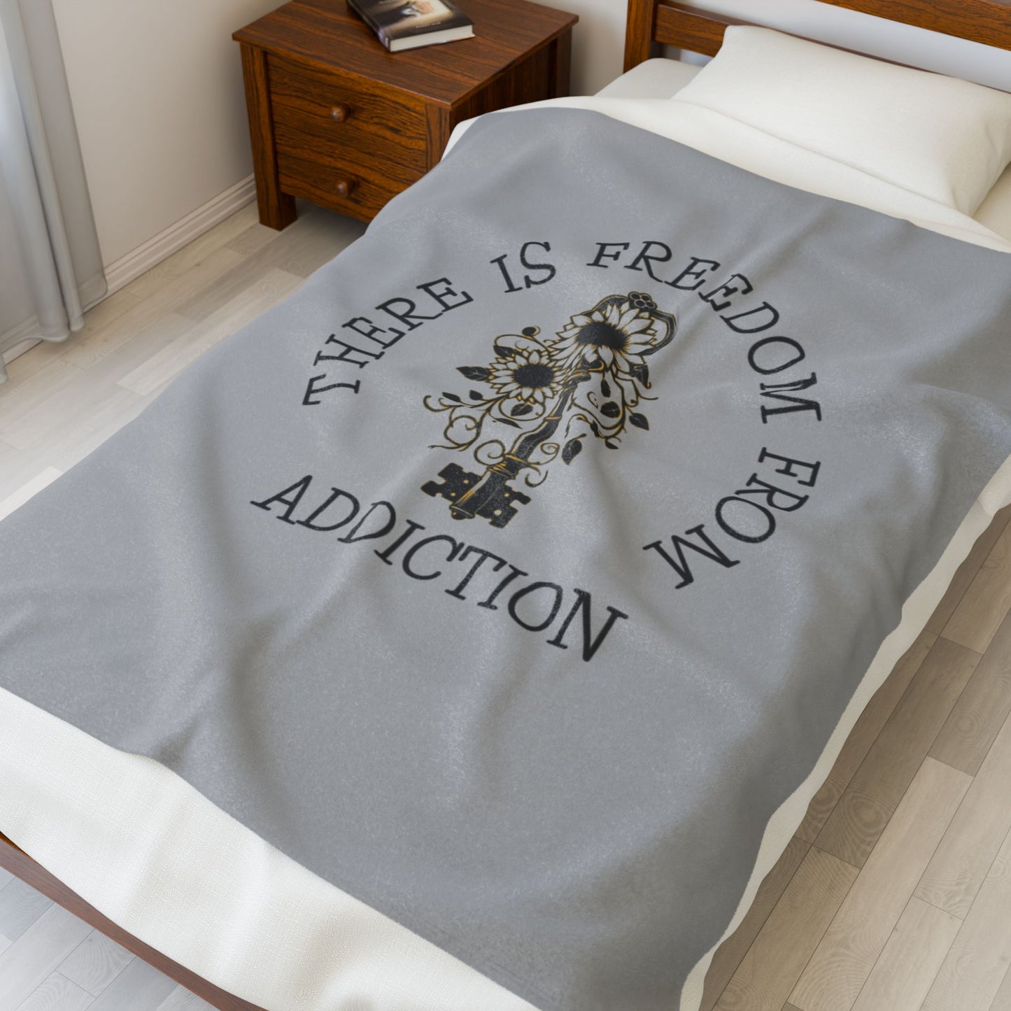 Inspirational Velveteen Plush Blanket, Cozy Throw for Healing, Gift for Recovery, Motivational Soft Blanket, Warm Home Décor
